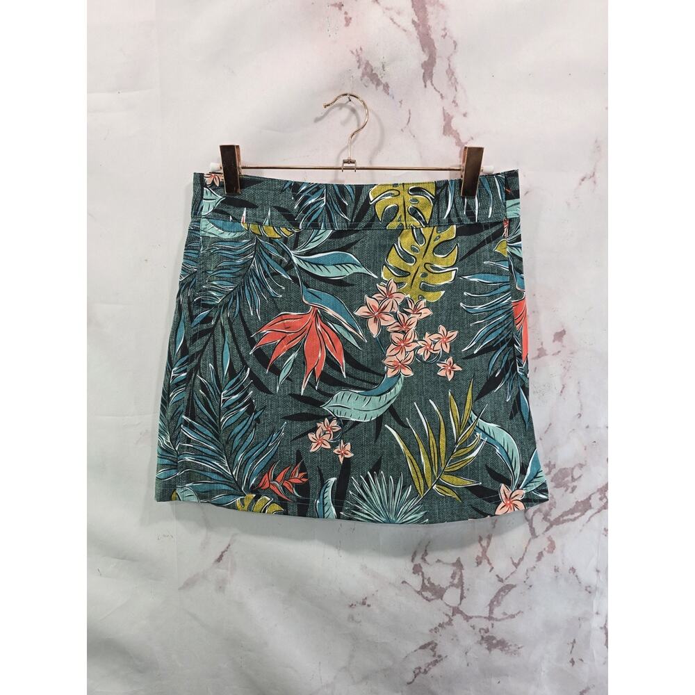 RIP SKIRT Hawaii Womens XS Green Floral Wrap Ripskirt Length 1 Bali Jungle